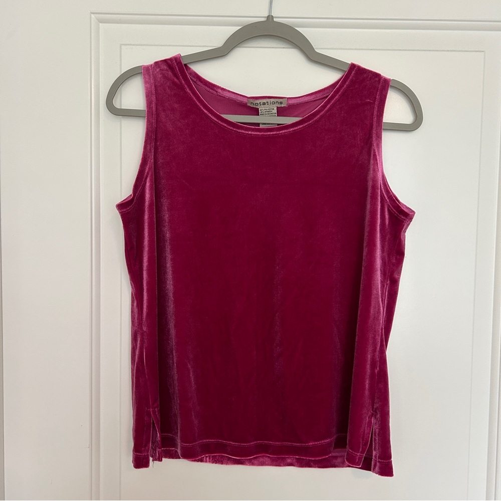 Notations Y2K Hot Pink Velvet Tank Top, Size Small